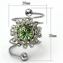 Load image into Gallery viewer, Womens Rings High polished (no plating) Stainless Steel Ring with Top Grade Crystal in Peridot TK1148 - Jewelry Store by Erik Rayo
