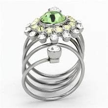 Load image into Gallery viewer, Womens Rings High polished (no plating) Stainless Steel Ring with Top Grade Crystal in Peridot TK1148 - Jewelry Store by Erik Rayo
