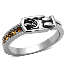 Load image into Gallery viewer, Womens Rings High polished (no plating) Stainless Steel Ring with Top Grade Crystal in Smoked Quartz TK1079 - Jewelry Store by Erik Rayo
