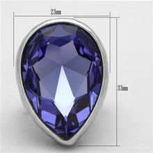 Load image into Gallery viewer, Womens Rings High polished (no plating) Stainless Steel Ring with Top Grade Crystal in Tanzanite TK1426 - Jewelry Store by Erik Rayo
