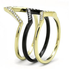Load image into Gallery viewer, Womens Rings IP Gold and IP Black (Ion Plating) Stainless Steel Ring with Top Grade Crystal in Clear TK3202 - Jewelry Store by Erik Rayo
