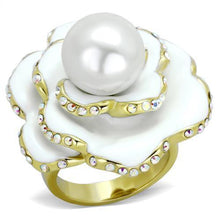 Load image into Gallery viewer, Womens Rings IP Gold(Ion Plating) 316L Stainless Steel Ring with Synthetic Pearl in White TK1847 - Jewelry Store by Erik Rayo
