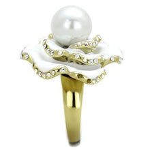 Load image into Gallery viewer, Womens Rings IP Gold(Ion Plating) Stainless Steel Ring with Synthetic Pearl in White TK1847 - Jewelry Store by Erik Rayo
