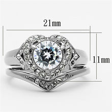 Load image into Gallery viewer, Womens Rings Silver Heart Two in One Stainless Steel Ring with AAA Grade CZ in Clear - Jewelry Store by Erik Rayo
