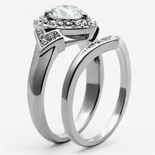 Load image into Gallery viewer, Womens Rings Silver Heart Two in One Stainless Steel Ring with AAA Grade CZ in Clear - Jewelry Store by Erik Rayo
