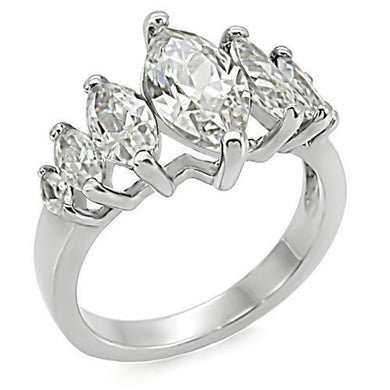 Womens Rings Silver Marquise Stainless Steel Ring with AAA Grade CZ in Clear - Jewelry Store by Erik Rayo
