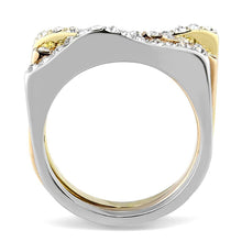 Load image into Gallery viewer, Womens Rings Three Tone Gold &amp; IP Rose Gold 316L Stainless Steel Ring with Top Grade Crystal in Clear TK3234 - Jewelry Store by Erik Rayo

