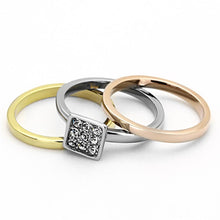 Load image into Gallery viewer, Womens Rings Three Tone IP Gold &amp; IP Rose Gold &amp; High Polished) Stainless Steel Ring with Top Grade Crystal in Clear TK1277 - Jewelry Store by Erik Rayo
