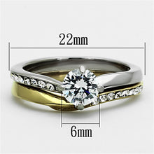 Load image into Gallery viewer, Womens Rings Two-Tone IP Gold (Ion Plating) 316L Stainless Steel Ring with AAA Grade CZ in Clear TK1280 - Jewelry Store by Erik Rayo
