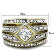 Load image into Gallery viewer, Womens Rings Two-Tone IP Gold (Ion Plating) 316L Stainless Steel Ring with AAA Grade CZ in Clear TK1551 - Jewelry Store by Erik Rayo
