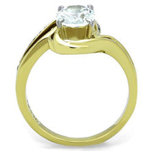 Load image into Gallery viewer, Womens Rings Two-Tone IP Gold (Ion Plating) 316L Stainless Steel Ring with AAA Grade CZ in Clear TK1703 - Jewelry Store by Erik Rayo
