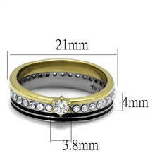 Load image into Gallery viewer, Womens Rings Two-Tone IP Gold (Ion Plating) 316L Stainless Steel Ring with AAA Grade CZ in Clear TK3108 - Jewelry Store by Erik Rayo
