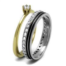 Load image into Gallery viewer, Womens Rings Two-Tone IP Gold (Ion Plating) 316L Stainless Steel Ring with AAA Grade CZ in Clear TK3108 - Jewelry Store by Erik Rayo
