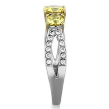 Load image into Gallery viewer, Womens Rings Two-Tone IP Gold (Ion Plating) 316L Stainless Steel Ring with AAA Grade CZ in Topaz TK1795 - ErikRayo.com
