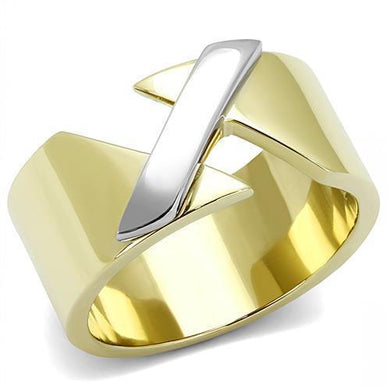 Womens Rings Two-Tone IP Gold (Ion Plating) 316L Stainless Steel Ring with No Stone TK3184 - Jewelry Store by Erik Rayo