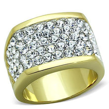 Load image into Gallery viewer, Womens Rings Two-Tone IP Gold (Ion Plating) 316L Stainless Steel Ring with Top Grade Crystal in Clear TK1545 - Jewelry Store by Erik Rayo
