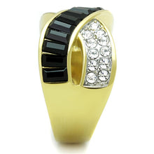 Load image into Gallery viewer, Womens Rings Two-Tone IP Gold (Ion Plating) 316L Stainless Steel Ring with Top Grade Crystal in Jet TK1577 - Jewelry Store by Erik Rayo
