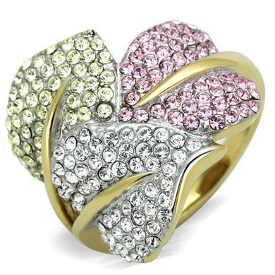 Womens Rings Two-Tone IP Gold (Ion Plating) 316L Stainless Steel Ring with Top Grade Crystal in Multi Color TK1441 - Jewelry Store by Erik Rayo