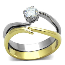 Load image into Gallery viewer, Womens Rings Two-Tone IP Gold (Ion Plating) Stainless Steel Ring with AAA Grade CZ in Clear TK1092 - Jewelry Store by Erik Rayo

