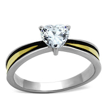 Load image into Gallery viewer, Womens Rings Two-Tone IP Gold (Ion Plating) Stainless Steel Ring with AAA Grade CZ in Clear TK1283 - Jewelry Store by Erik Rayo
