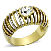 Load image into Gallery viewer, Womens Rings Two-Tone IP Gold (Ion Plating) Stainless Steel Ring with Top Grade Crystal in Clear TK1095 - Jewelry Store by Erik Rayo
