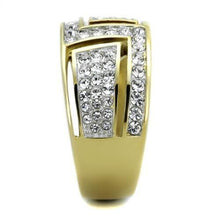 Load image into Gallery viewer, Womens Rings Two-Tone IP Gold (Ion Plating) Stainless Steel Ring with Top Grade Crystal in Clear TK1845 - Jewelry Store by Erik Rayo
