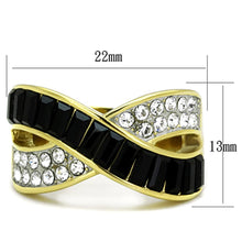 Load image into Gallery viewer, Womens Rings Two-Tone IP Gold (Ion Plating) Stainless Steel Ring with Top Grade Crystal in Jet TK1577 - Jewelry Store by Erik Rayo
