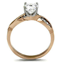 Load image into Gallery viewer, Womens Rings Two-Tone IP Rose Gold 316L Stainless Steel Ring with AAA Grade CZ in Clear TK1163 - Jewelry Store by Erik Rayo
