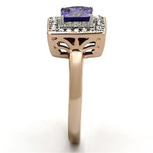Load image into Gallery viewer, Womens Rings Two-Tone IP Rose Gold 316L Stainless Steel Ring with AAA Grade CZ in Tanzanite TK1162 - Jewelry Store by Erik Rayo
