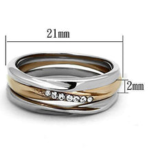 Load image into Gallery viewer, Womens Rings Two-Tone IP Rose Gold 316L Stainless Steel Ring with Top Grade Crystal in Clear TK1340 - Jewelry Store by Erik Rayo
