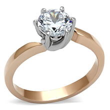 Load image into Gallery viewer, Womens Rings Two-Tone IP Rose Gold Stainless Steel Ring with AAA Grade CZ in Clear TK1161 - Jewelry Store by Erik Rayo
