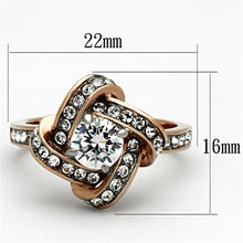 Load image into Gallery viewer, Womens Rings Two-Tone IP Rose Gold Stainless Steel Ring with AAA Grade CZ in Clear TK1166 - Jewelry Store by Erik Rayo
