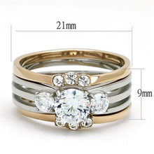 Load image into Gallery viewer, Womens Rings Two-Tone IP Rose Gold Stainless Steel Ring with AAA Grade CZ in Clear TK3212 - Jewelry Store by Erik Rayo
