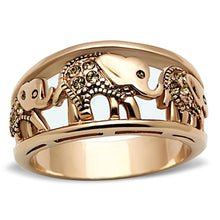 Load image into Gallery viewer, Womens Rose Gold Elephants Ring Anillo Para Mujer y Ninos Unisex Kids 316L Stainless Steel Ring with Top Grade Crystal in Citrine Yellow Latina - Jewelry Store by Erik Rayo
