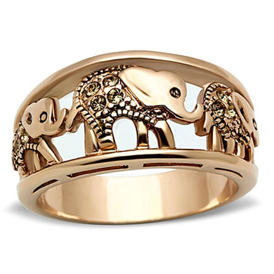 Womens Rose Gold Elephants Ring Anillo Para Mujer y Ninos Unisex Kids 316L Stainless Steel Ring with Top Grade Crystal in Citrine Yellow Latina - Jewelry Store by Erik Rayo