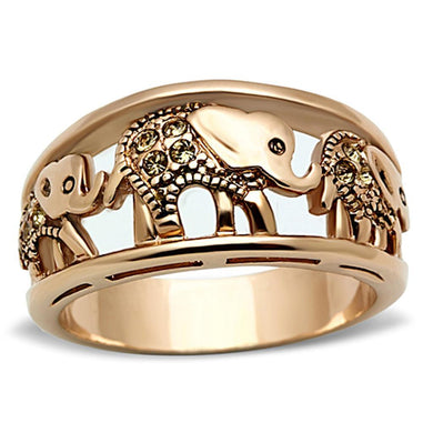 Womens Rose Gold Elephants Ring Anillo Para Mujer y Ninos Unisex Kids Stainless Steel Ring with Top Grade Crystal in Citrine Yellow Latina - Jewelry Store by Erik Rayo