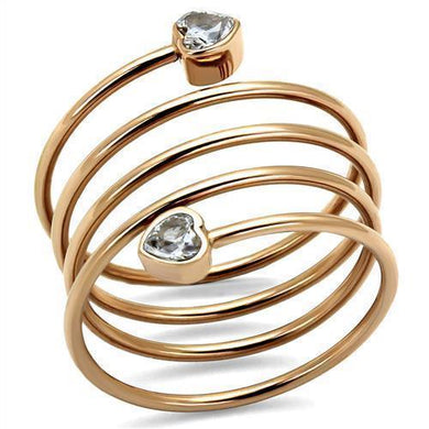 Womens Rose Gold Ring Anillo Para Mujer y Ninos Unisex Kids 316L Stainless Steel Ring with AAA Grade CZ in Clear Venosa - Jewelry Store by Erik Rayo