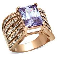 Load image into Gallery viewer, Womens Rose Gold Ring Anillo Para Mujer y Ninos Unisex Kids 316L Stainless Steel Ring with AAA Grade CZ in Light Amethyst Cori - Jewelry Store by Erik Rayo
