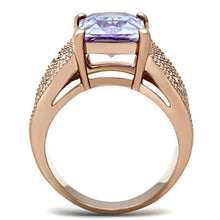 Load image into Gallery viewer, Womens Rose Gold Ring Anillo Para Mujer y Ninos Unisex Kids 316L Stainless Steel Ring with AAA Grade CZ in Light Amethyst Cori - Jewelry Store by Erik Rayo
