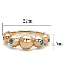 Load image into Gallery viewer, Womens Rose Gold Ring Anillo Para Mujer y Ninos Unisex Kids 316L Stainless Steel Ring with AAA Grade CZ in Sea Blue Potenza - Jewelry Store by Erik Rayo
