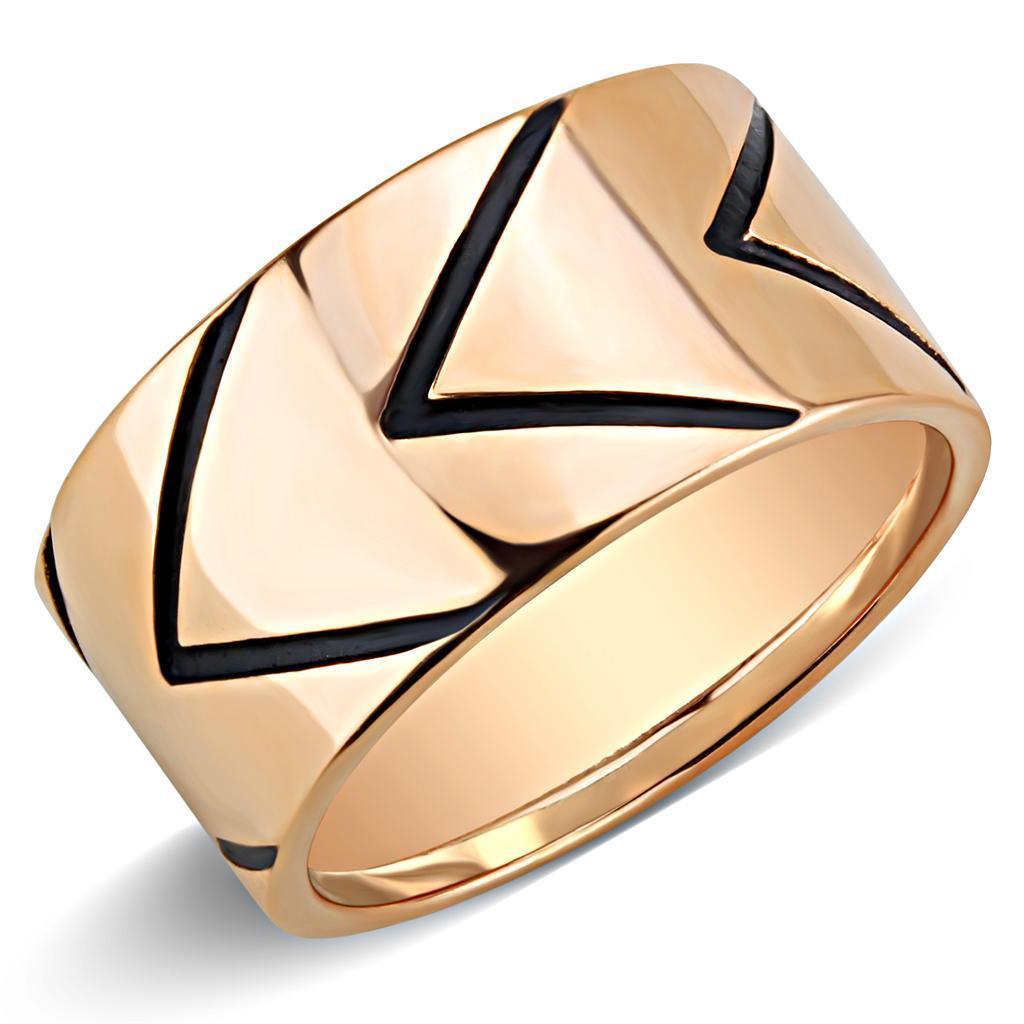 Womens Rose Gold Ring Anillo Para Mujer y Ninos Unisex Kids 316L Stainless Steel Ring with Epoxy in Jet Abruzzi - Jewelry Store by Erik Rayo
