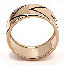 Load image into Gallery viewer, Womens Rose Gold Ring Anillo Para Mujer y Ninos Unisex Kids 316L Stainless Steel Ring with Epoxy in Jet Abruzzi - Jewelry Store by Erik Rayo
