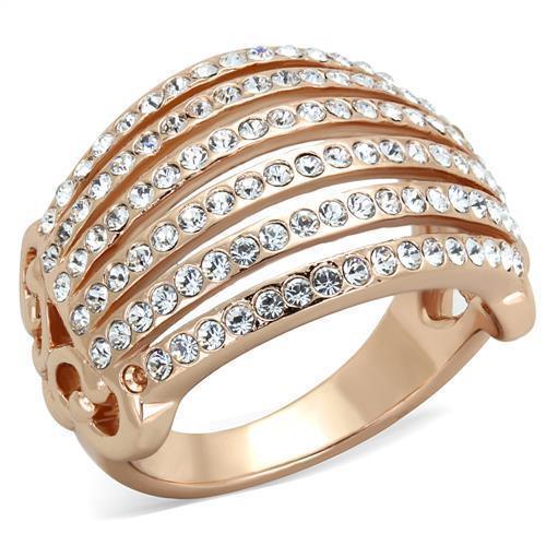 Womens Rose Gold Ring Anillo Para Mujer y Ninos Unisex Kids 316L Stainless Steel Ring with Top Grade Crystal in Clear Argenta - Jewelry Store by Erik Rayo