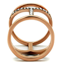 Load image into Gallery viewer, Womens Rose Gold Ring Anillo Para Mujer y Ninos Unisex Kids 316L Stainless Steel Ring with Top Grade Crystal in Clear Calabria - Jewelry Store by Erik Rayo
