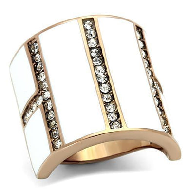 Womens Rose Gold Ring Anillo Para Mujer y Ninos Unisex Kids 316L Stainless Steel Ring with Top Grade Crystal in Clear Ferentino - Jewelry Store by Erik Rayo