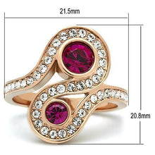 Load image into Gallery viewer, Womens Rose Gold Ring Anillo Para Mujer y Ninos Unisex Kids 316L Stainless Steel Ring with Top Grade Crystal in Fuchsia Formia - Jewelry Store by Erik Rayo
