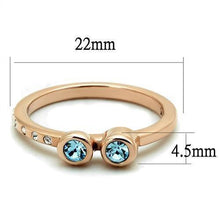 Load image into Gallery viewer, Womens Rose Gold Ring Anillo Para Mujer y Ninos Unisex Kids 316L Stainless Steel Ring with Top Grade Crystal in Sea Blue Amalfi - Jewelry Store by Erik Rayo
