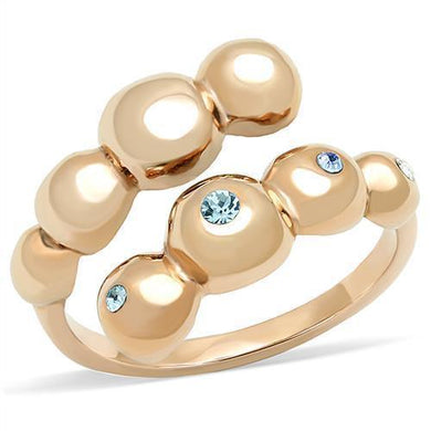 Womens Rose Gold Ring Anillo Para Mujer y Ninos Unisex Kids 316L Stainless Steel Ring with Top Grade Crystal in Sea Blue Matera - Jewelry Store by Erik Rayo