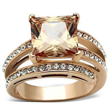 Load image into Gallery viewer, Womens Rose Gold Ring Anillo Para Mujer y Ninos Unisex Kids Stainless Steel Ring with AAA Grade CZ in Champagne Rimini - Jewelry Store by Erik Rayo
