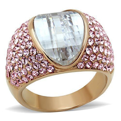 Womens Rose Gold Ring Anillo Para Mujer Stainless Steel Ring with AAA Grade CZ in Clear Dorli - Jewelry Store by Erik Rayo